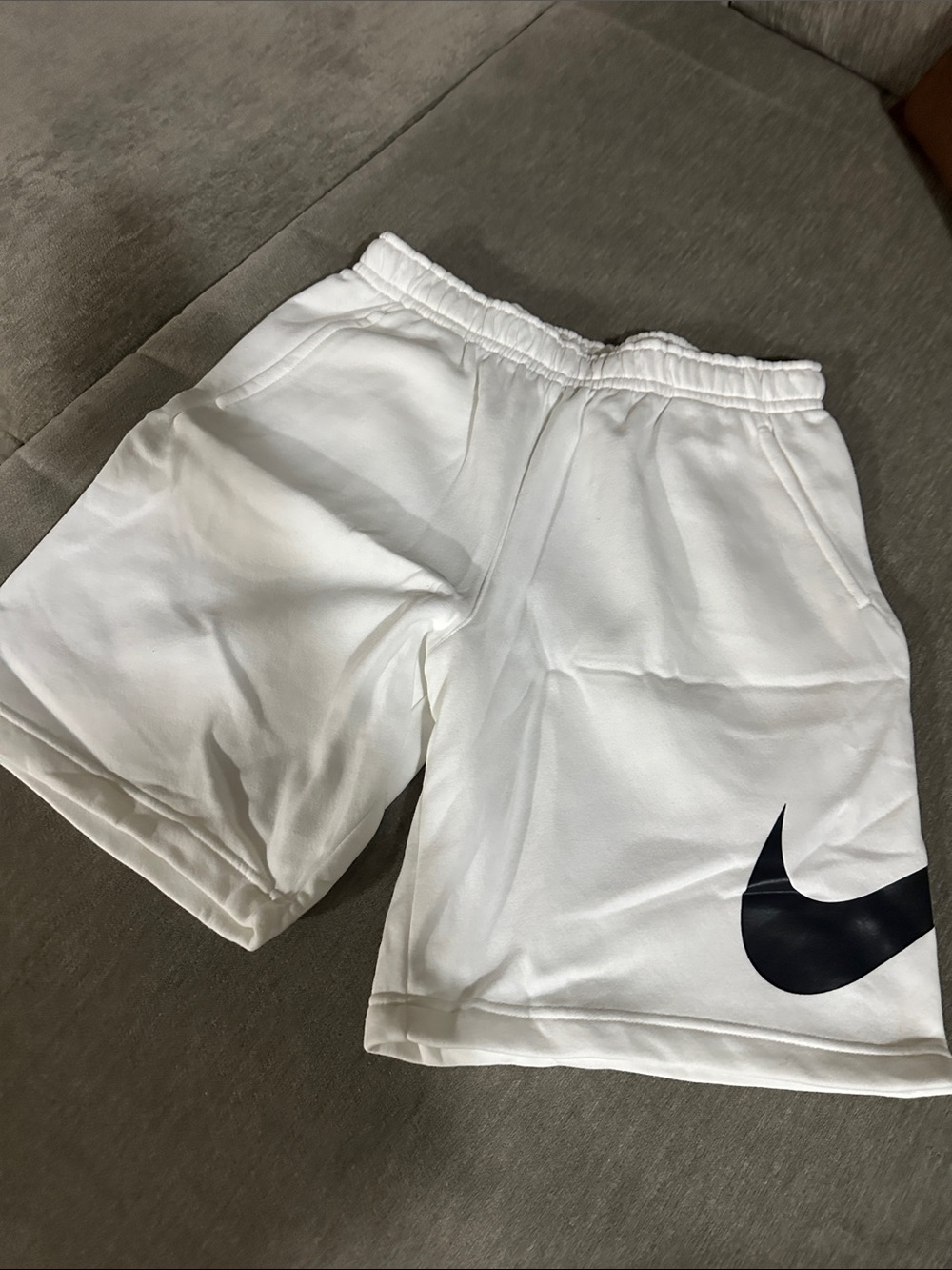 Nike White Shorts with Black Swoosh Accent